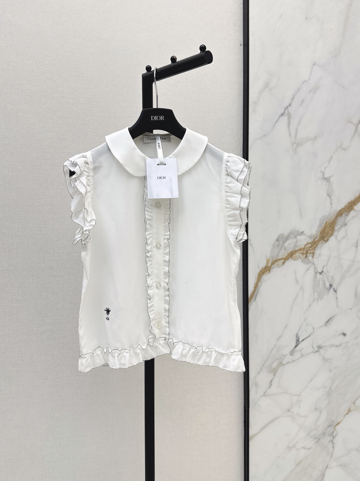 CD New Lotus Leaf Lace Silk Shirt