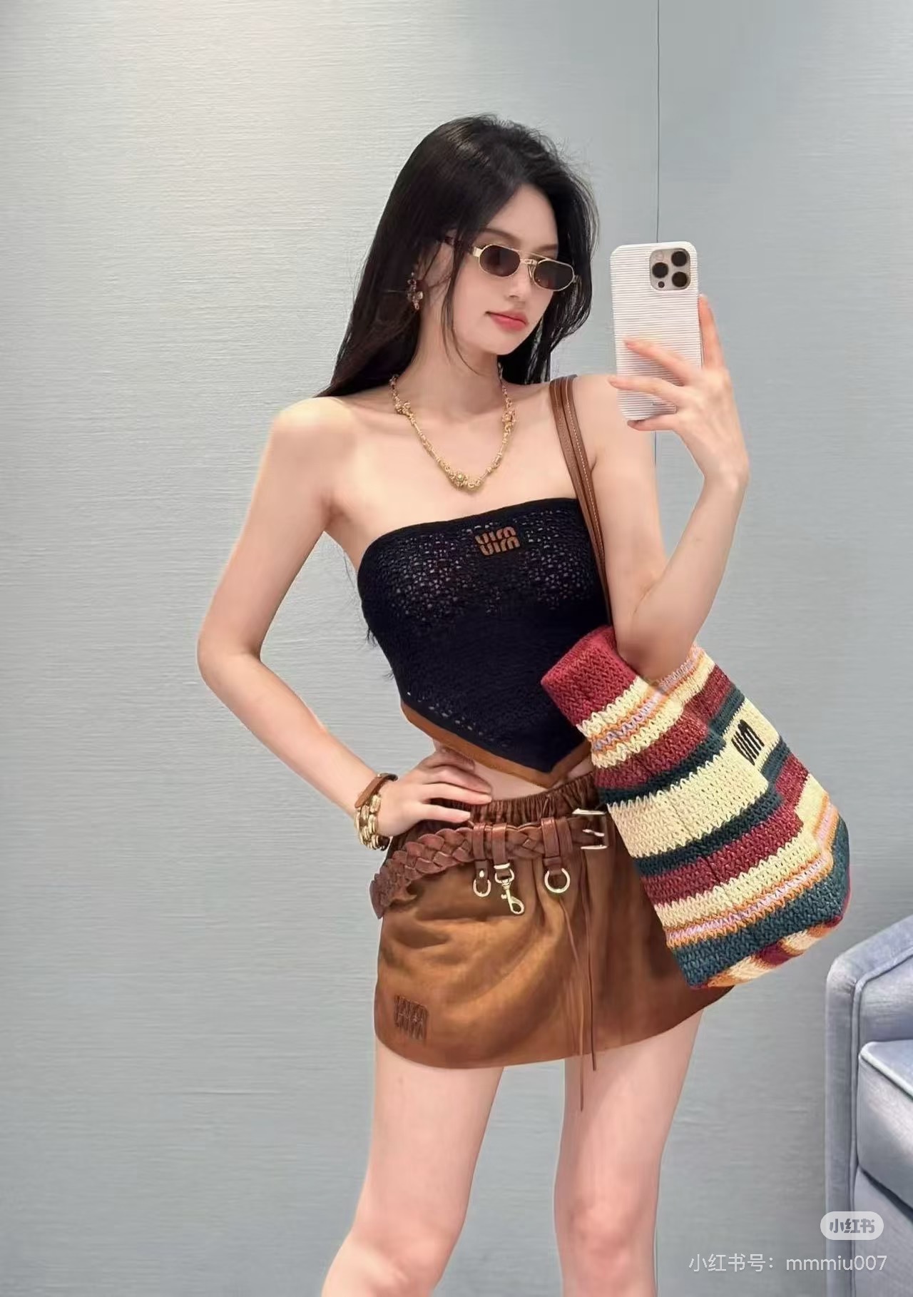 Miu New Knitted Hollow-Out Set