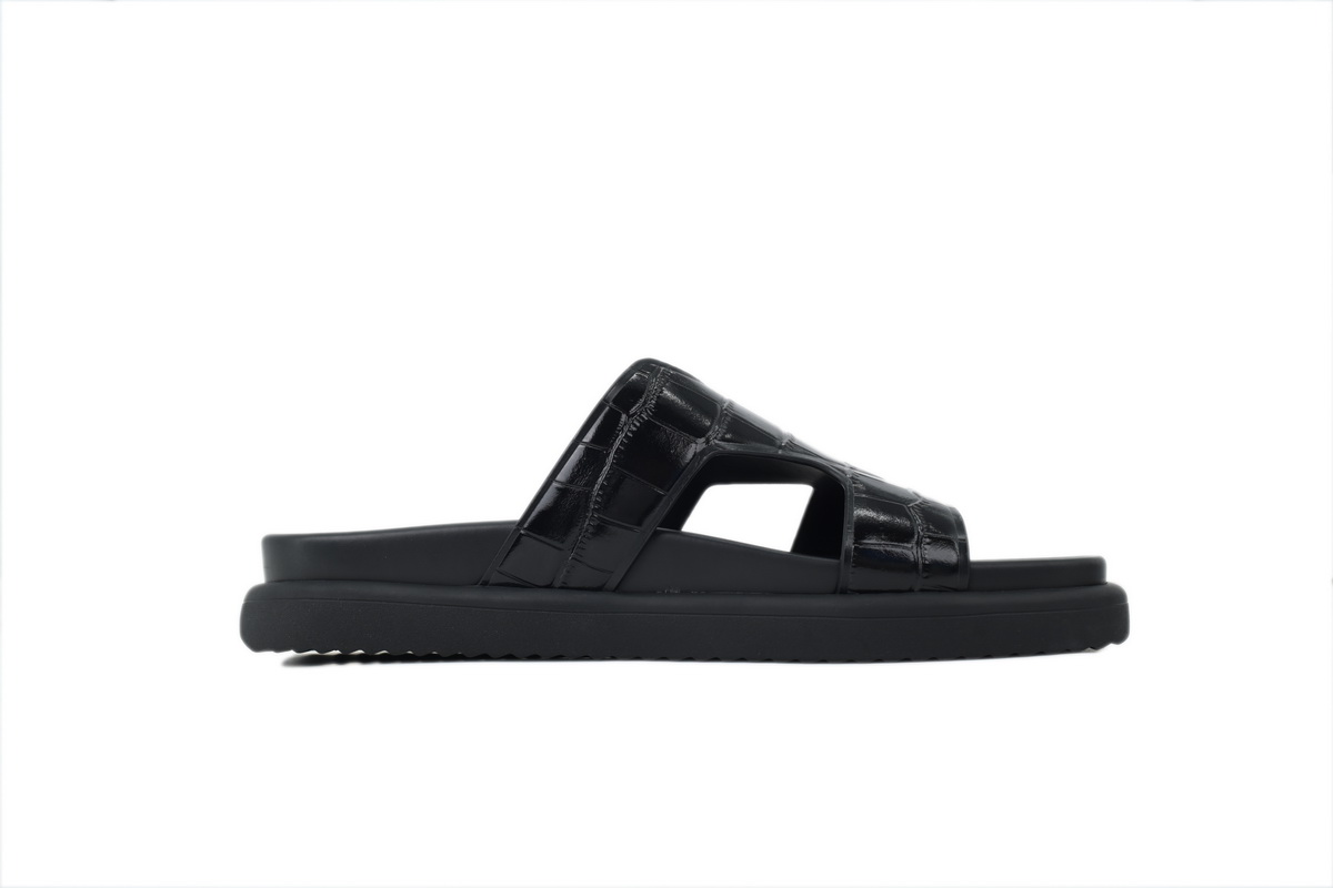 Pkkicks God Batch LOUIS VUITTON Oasis Mule Shoes Black Crocodile Leather