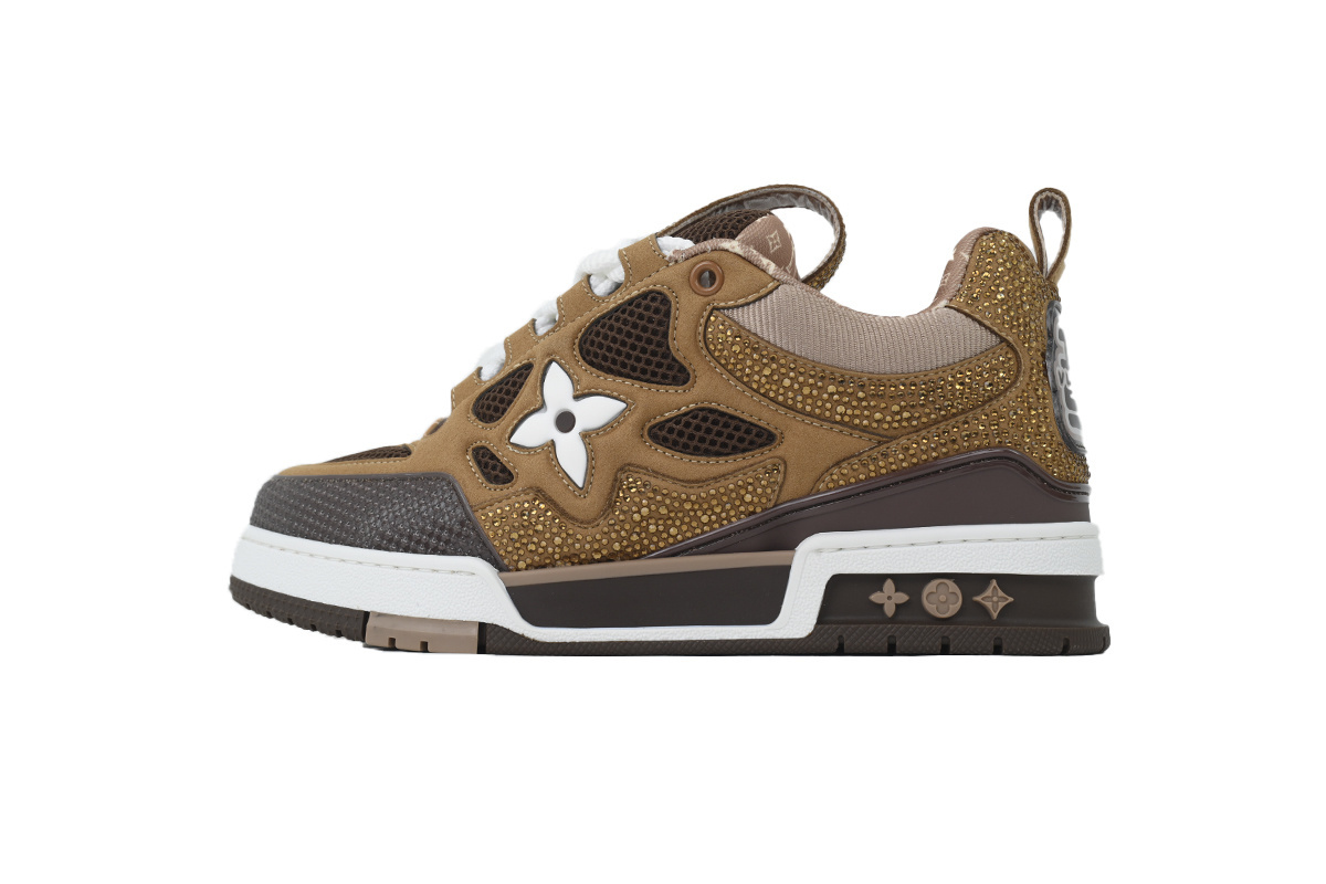 Pkkicks God Batch LOUIS VUITTON White Brown Diamond Surface