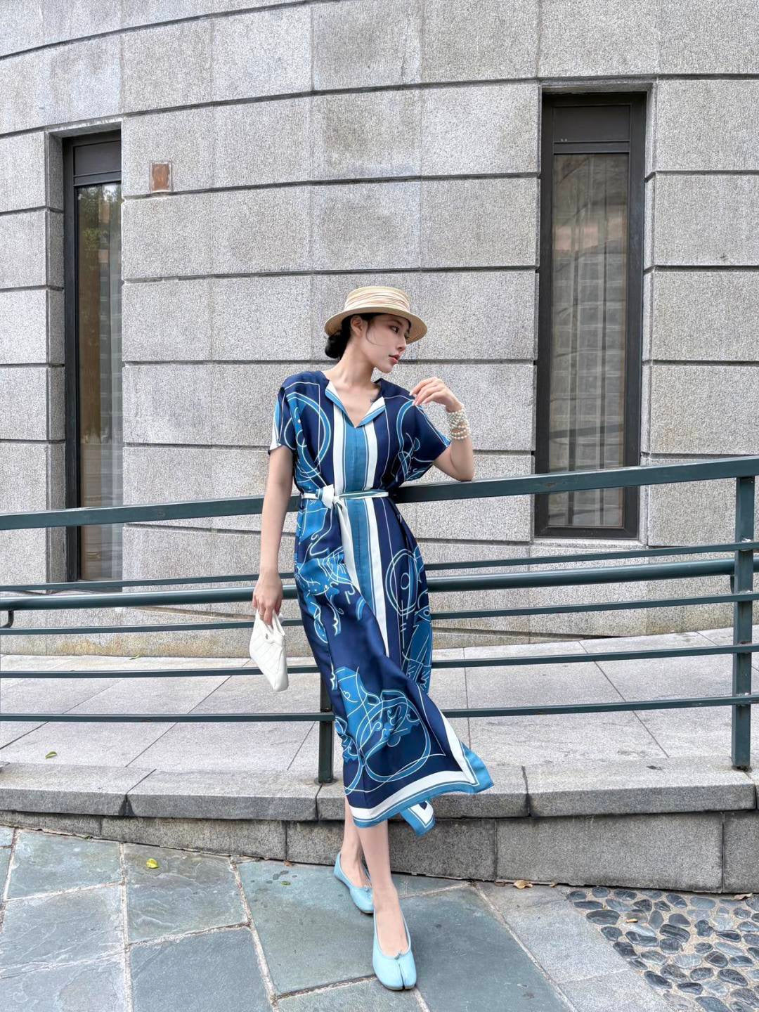 Herm NEW print silk dress