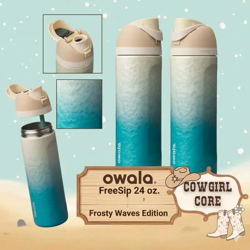 FreeSip Sway Insulated Water Bottle with Straw – Ocean Blue Gradient