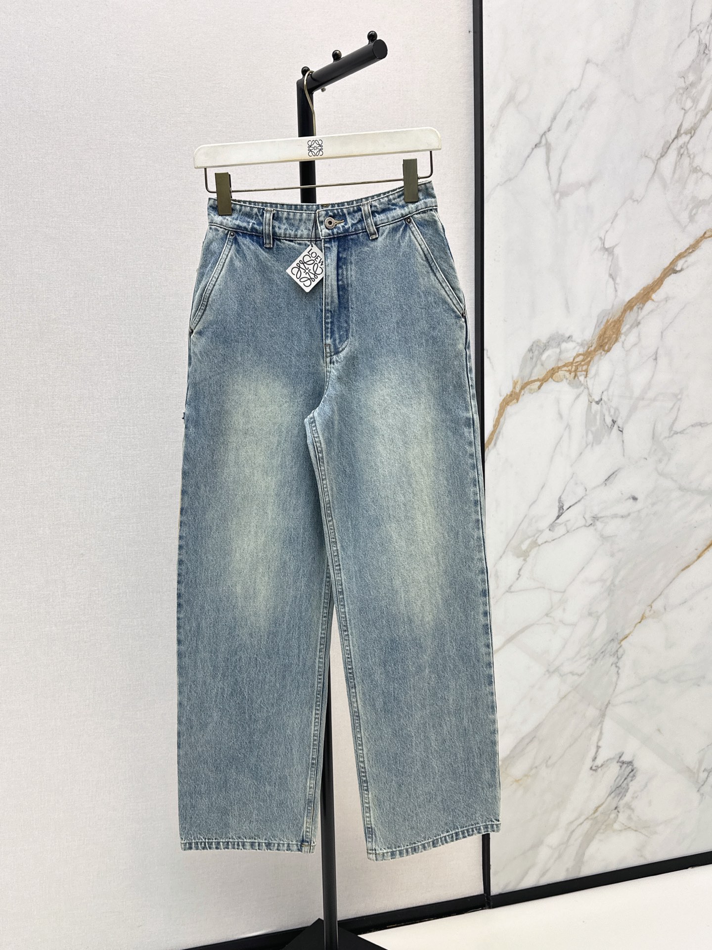 Loe New Leather patch work jeans