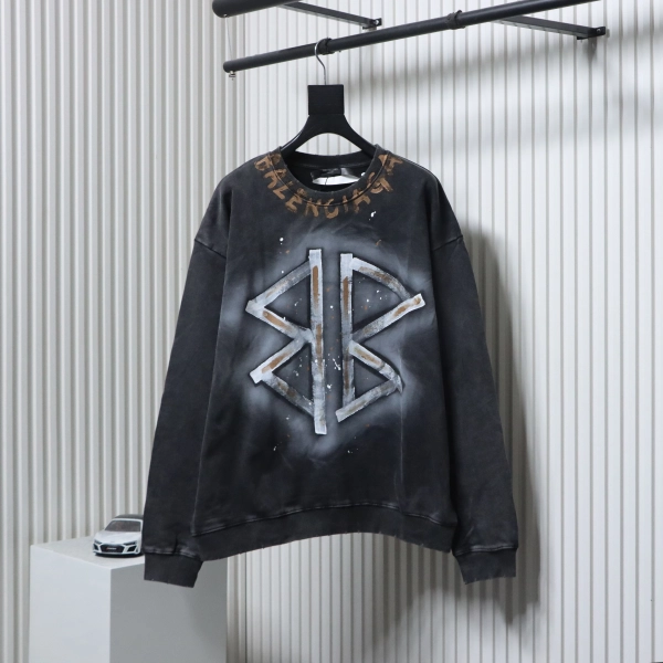 Balenciaga Clothes Washed hand-painted letter round-neck hoodie