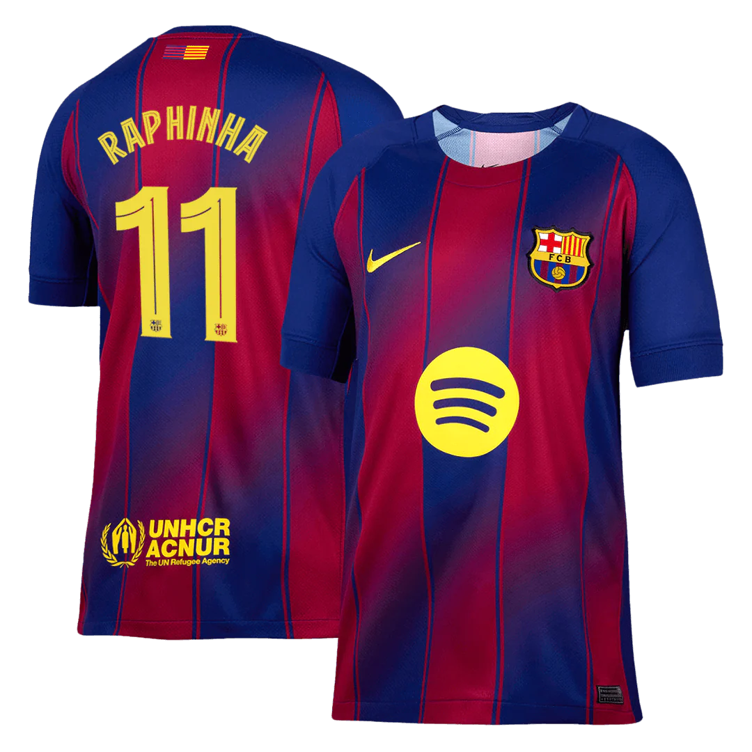 RAPHINHA #11 Barcelona Home Soccer Jersey 2025/26 - UCL