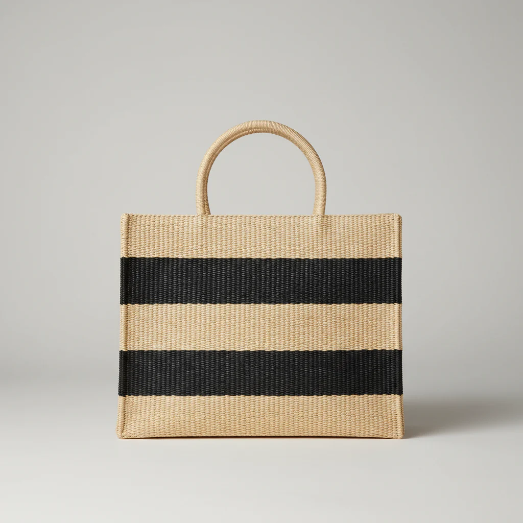 Striped Raffia Tote