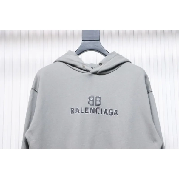 Balenciaga Clothes BB Pixel Print Hoodie Grey