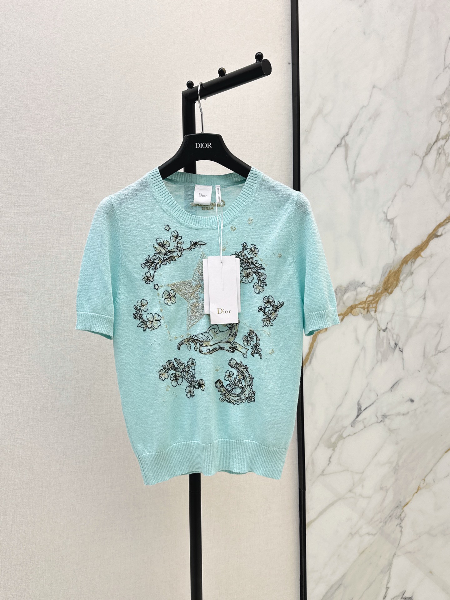 CD New embroidered knitted short sleeve