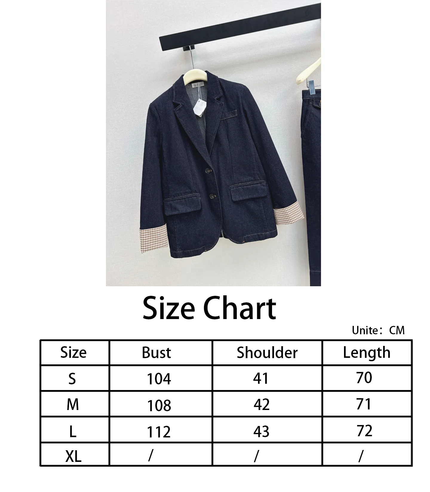 Brun NEW check contract denim blazer