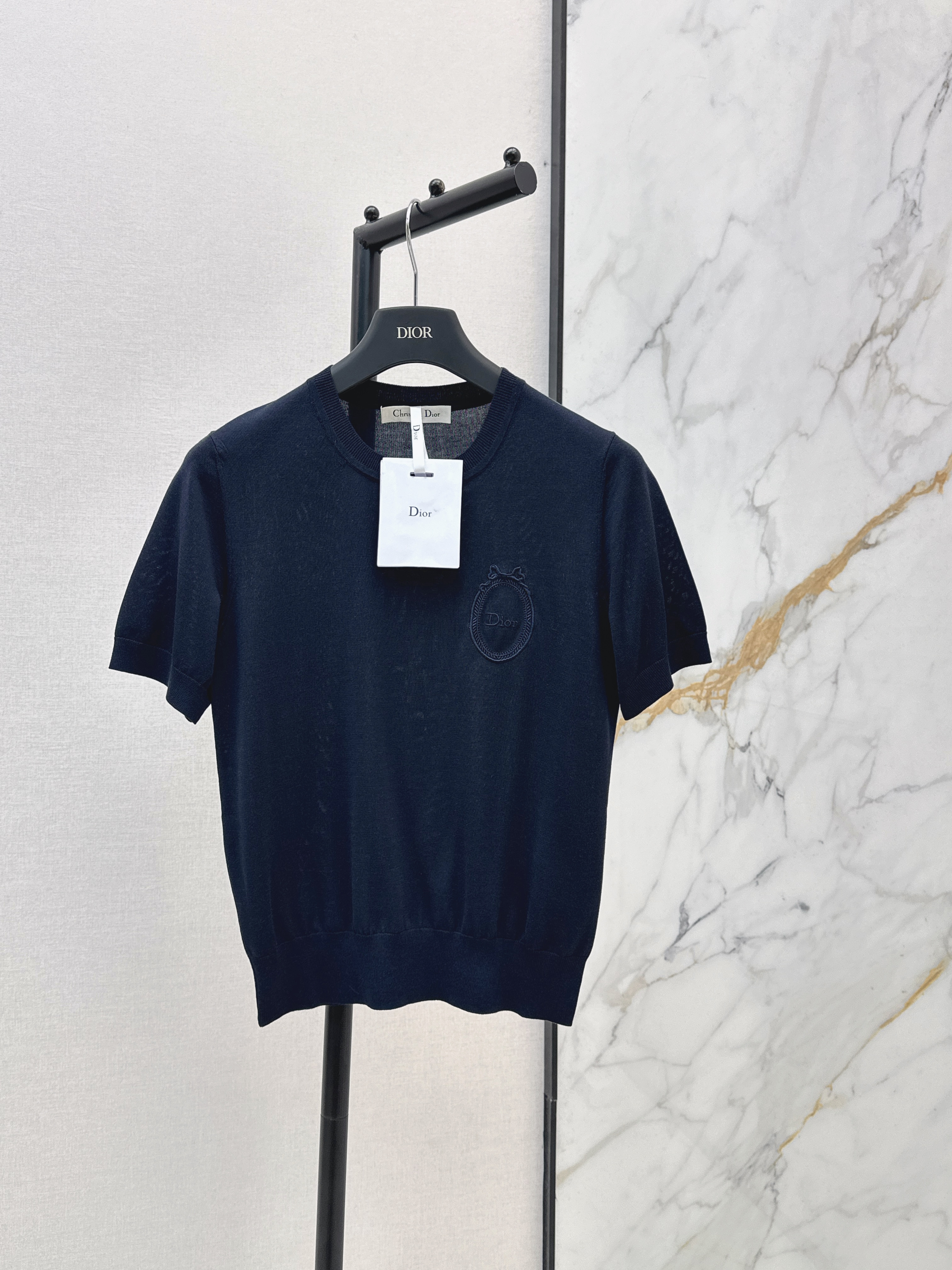 CD New embroidered Silk Knit T-Shirt
