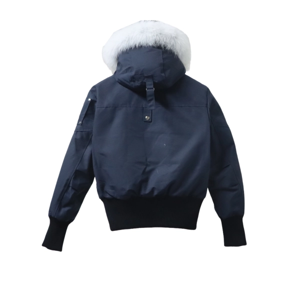 Moose Knuckles  Debbie Shearling Bomber Jacket Dark Blue With A Pom-Pom