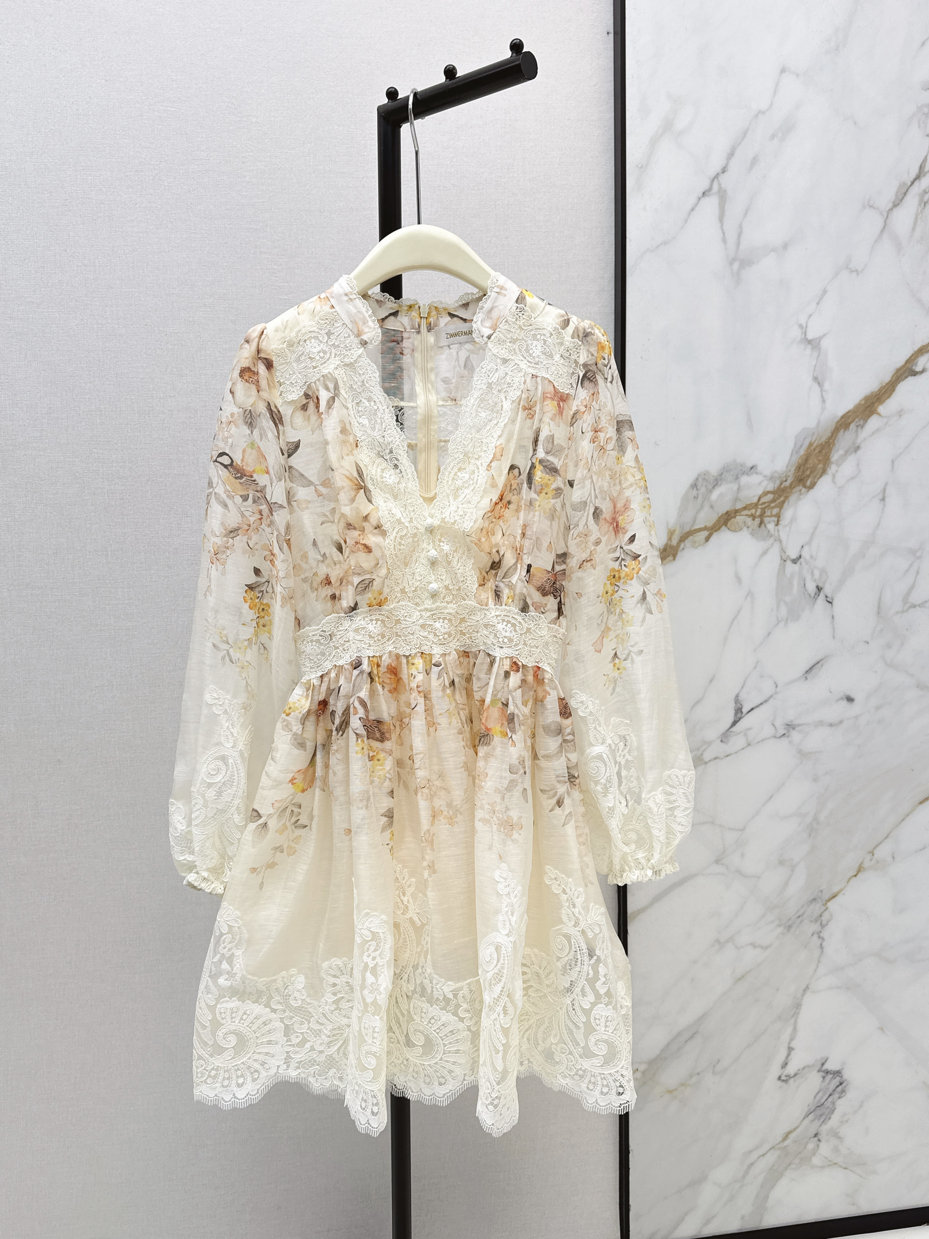 Zimm New floral lace-trim dress