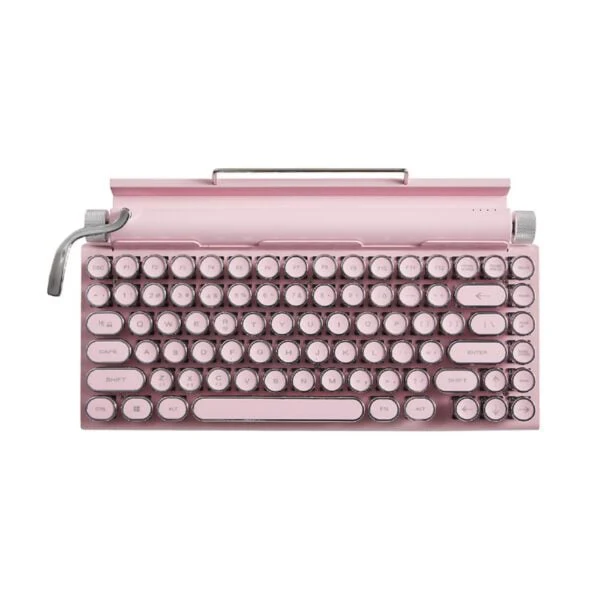 Classic Typewriter Bluetooth Keyboard with Stand – Pink