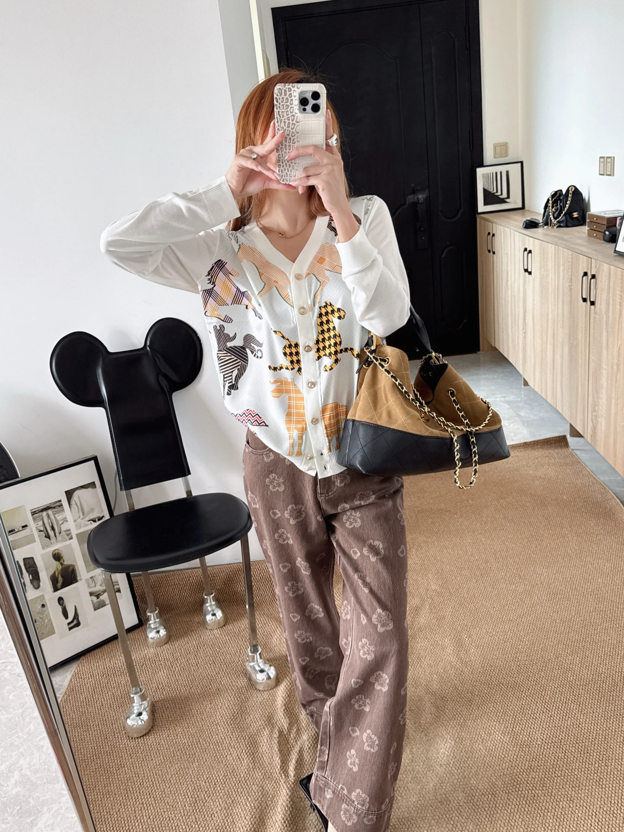 Herm NEW print knit cardigan