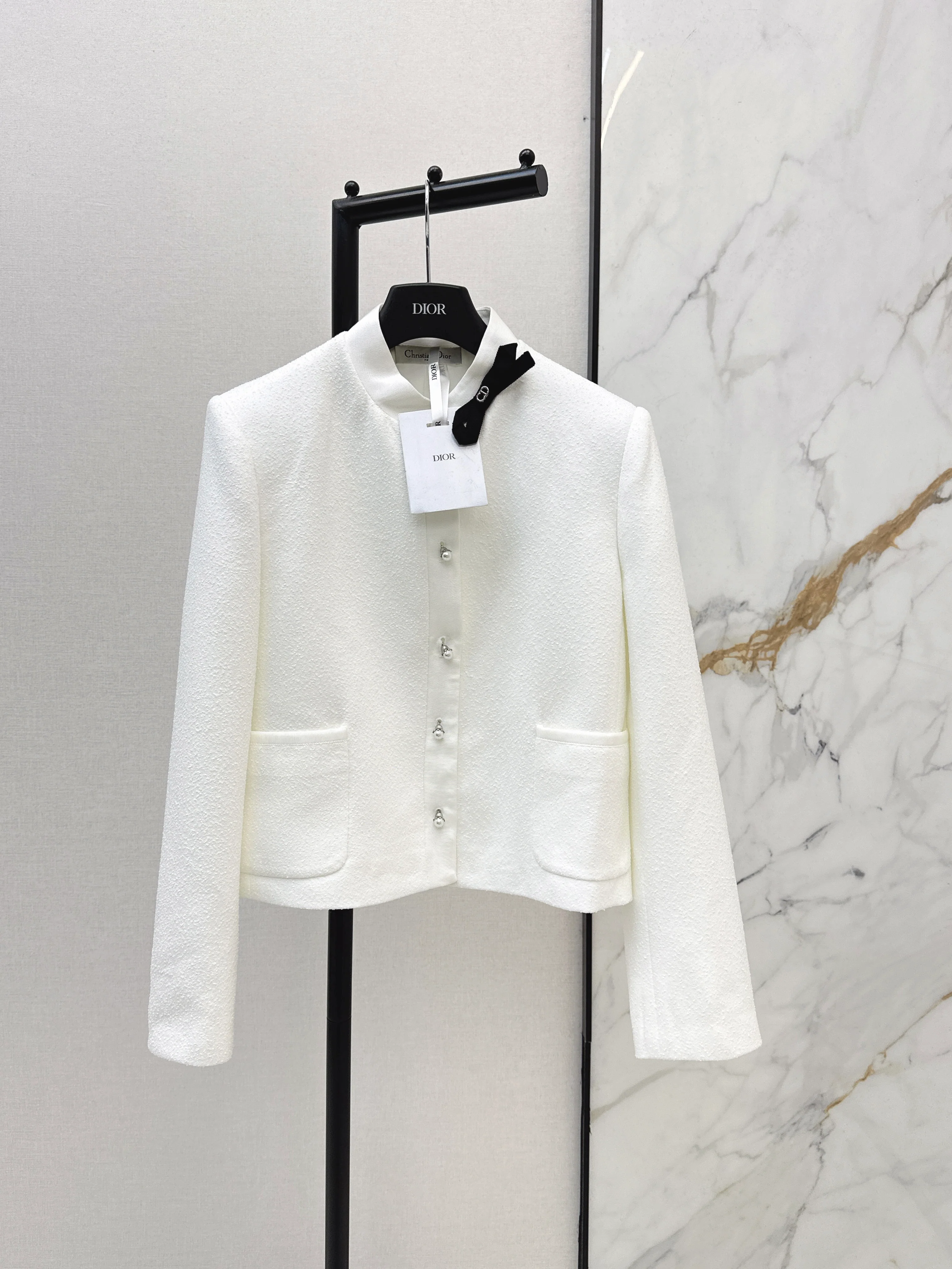 CD NEW stand-up collar bow jacket