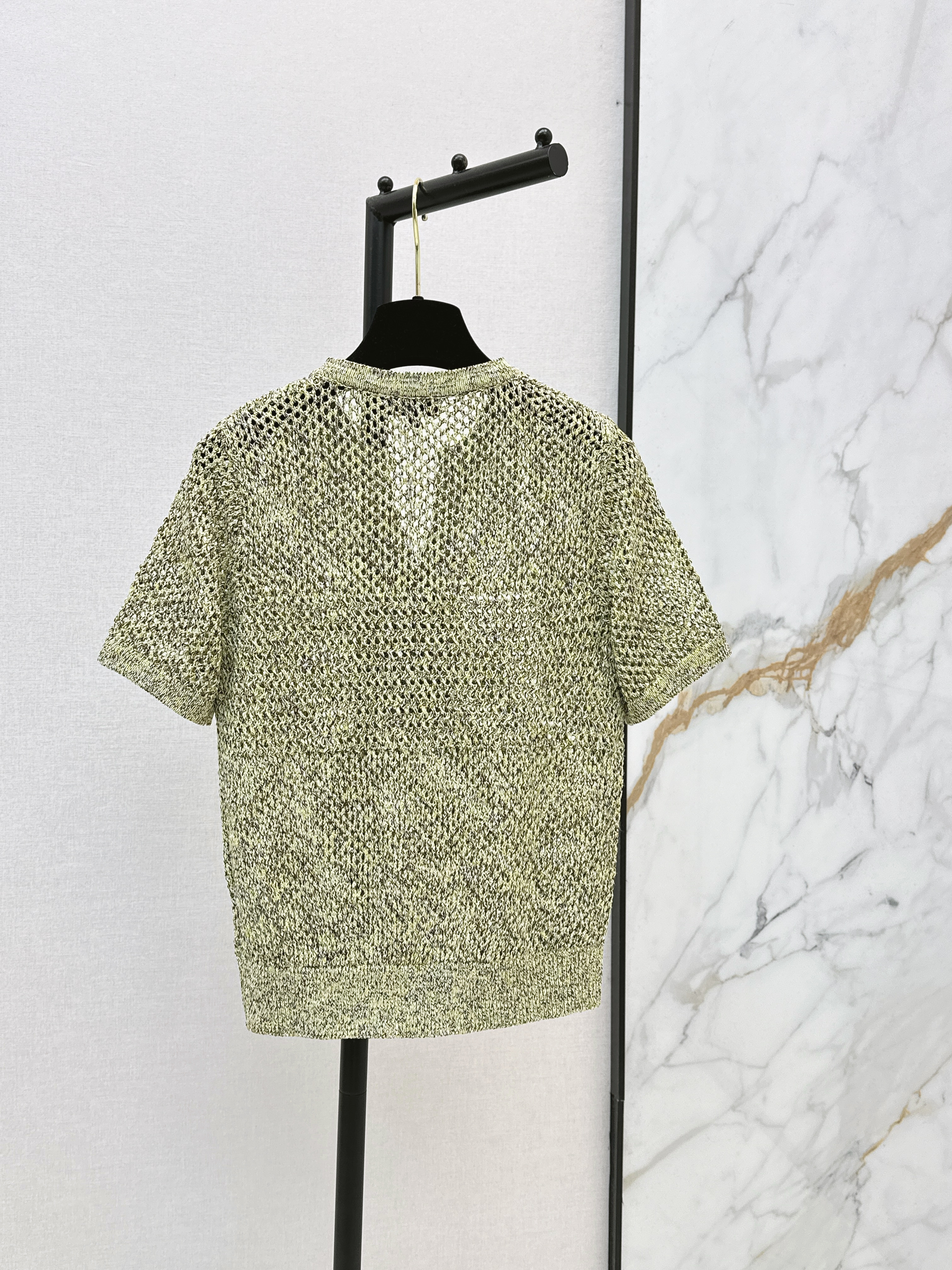 Chan New Hollow-out knitted short sleeve