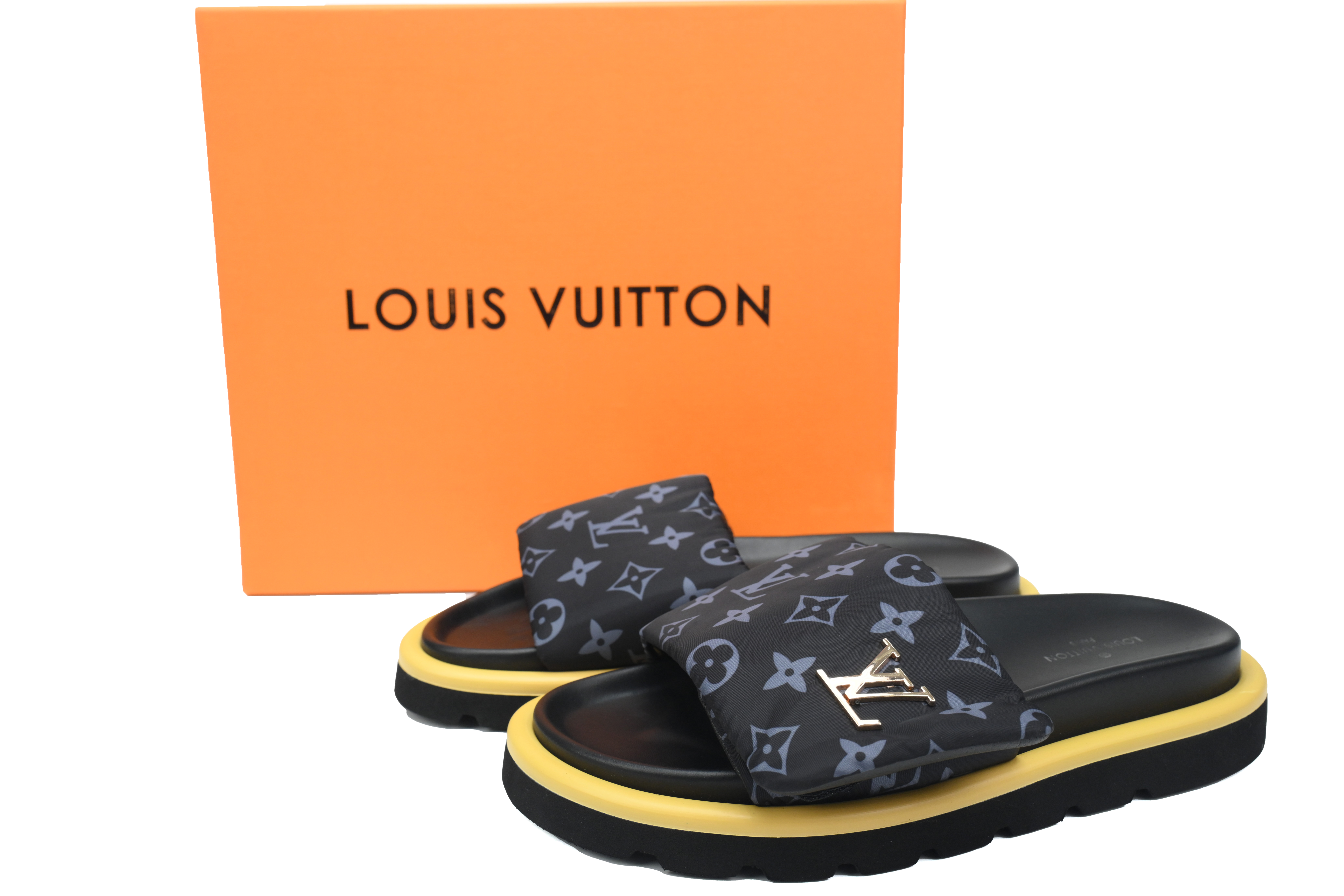 Pkkicks God Batch LOUIS VUITTON Pool Pillow Comfort Black gray metal label