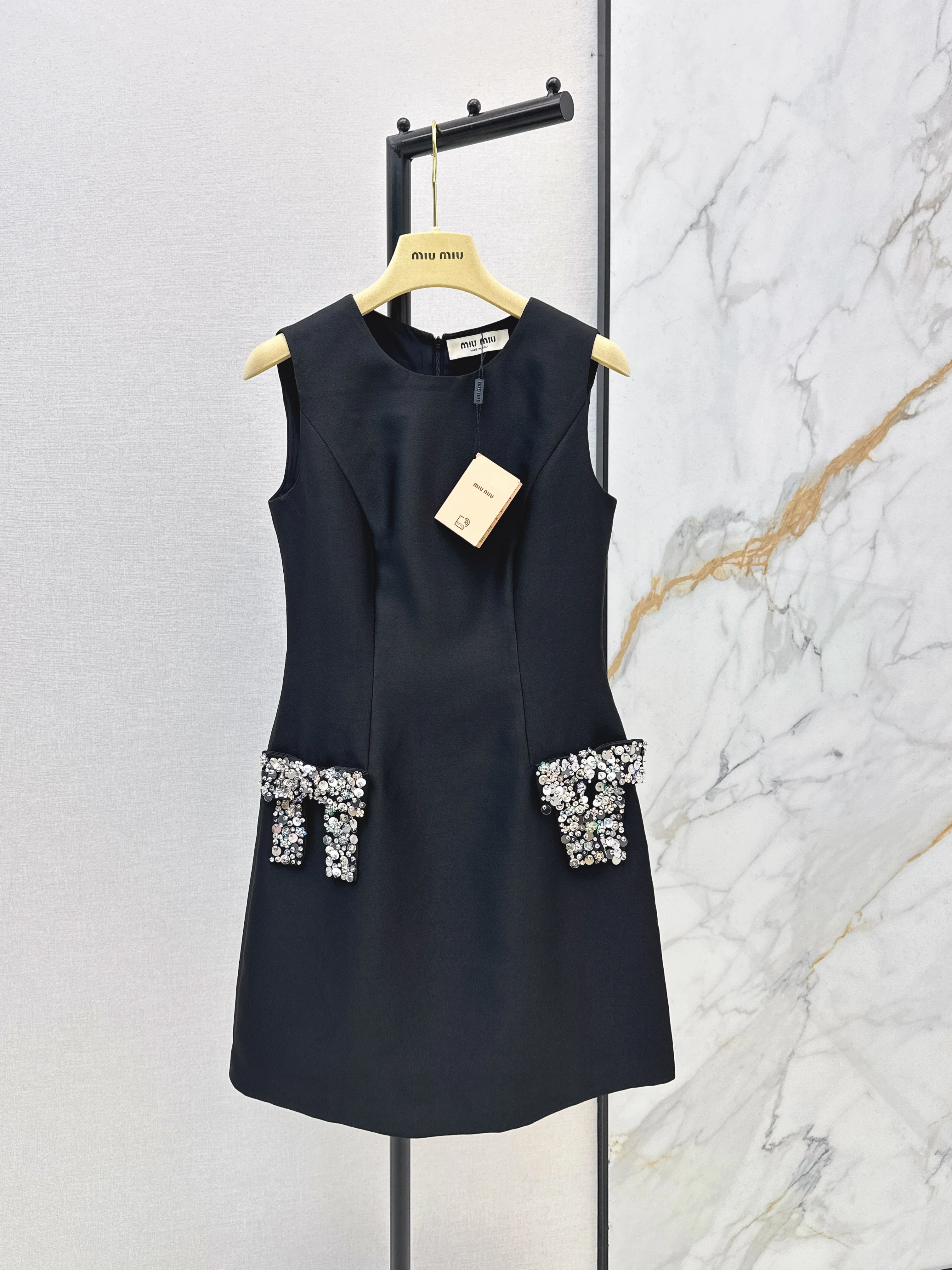 Miu NEW rhinestone sleeveless dress