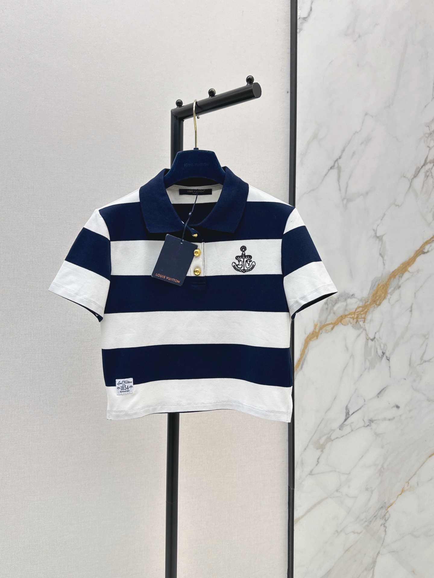 Louis New embroidered striped polo shirt