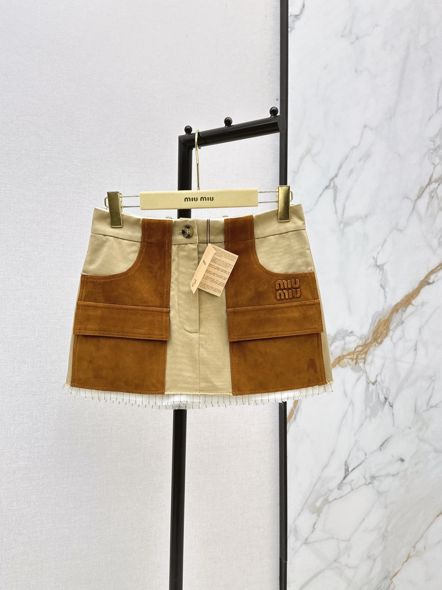 Miu New Suede Splice Skirt