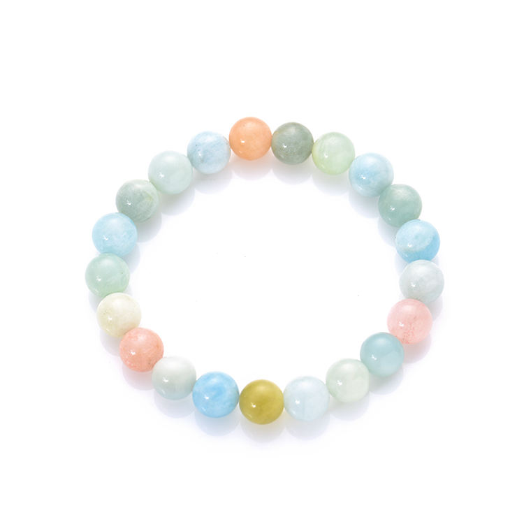 Minimalist Natural Morganite Gemstone Beaded Stretch Bracelet for Women