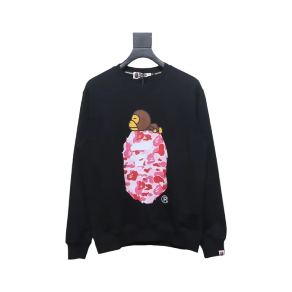 Bape Monkey Print Crewneck Sweatshirt 'BlackPink'