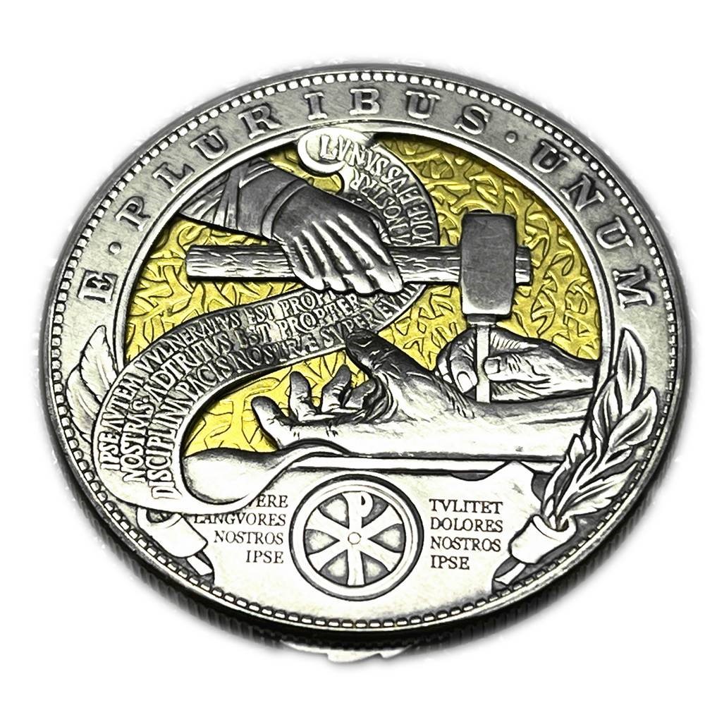 USA Movable Mechanical Coin 'The Savior`s Hand' Roman Booteen Coin Hobo Nickel Morgan Dollar Amazing Art Collectible Creative Gift Handmade Commemoration Coin