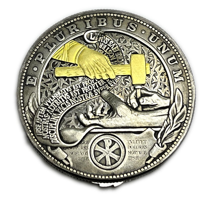 USA Movable Mechanical Coin 'The Savior`s Hand' Roman Booteen Coin Hobo Nickel Morgan Dollar Amazing Art Collectible Creative Gift Handmade Commemoration Coin