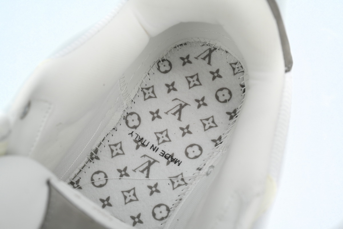 Pkkicks God Batch LOUIS VUITTON Leather lace up Fashionable Board Shoes White Gray 1ACQP4
