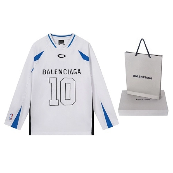 Balenciaga Clothes NBA Collab Health Mesh & Color-Block Long-Sleeve T-Shirt Black/Red/White