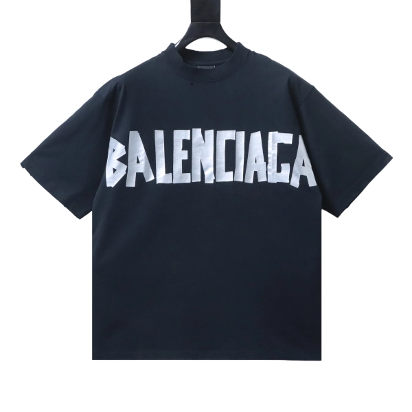 Balenciaga Clothes  25SS  American Paper Tape Short-Sleeve T-Shirt black