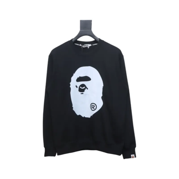 Bape Front And Back Ape Head Print Crewneck Sweatshirt 'BlackWhite'