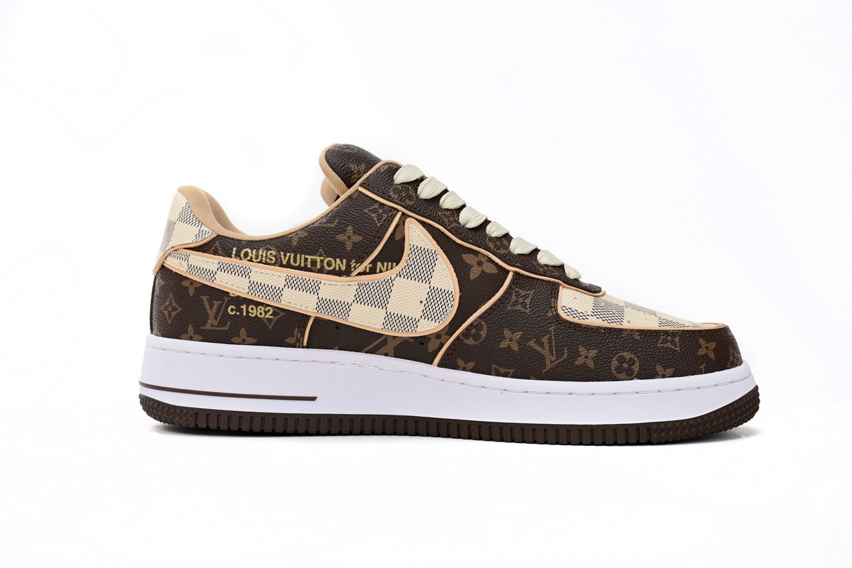 Pkkicks God Batch LOUIS VUITTON x Nike Air Force 1 Coffee