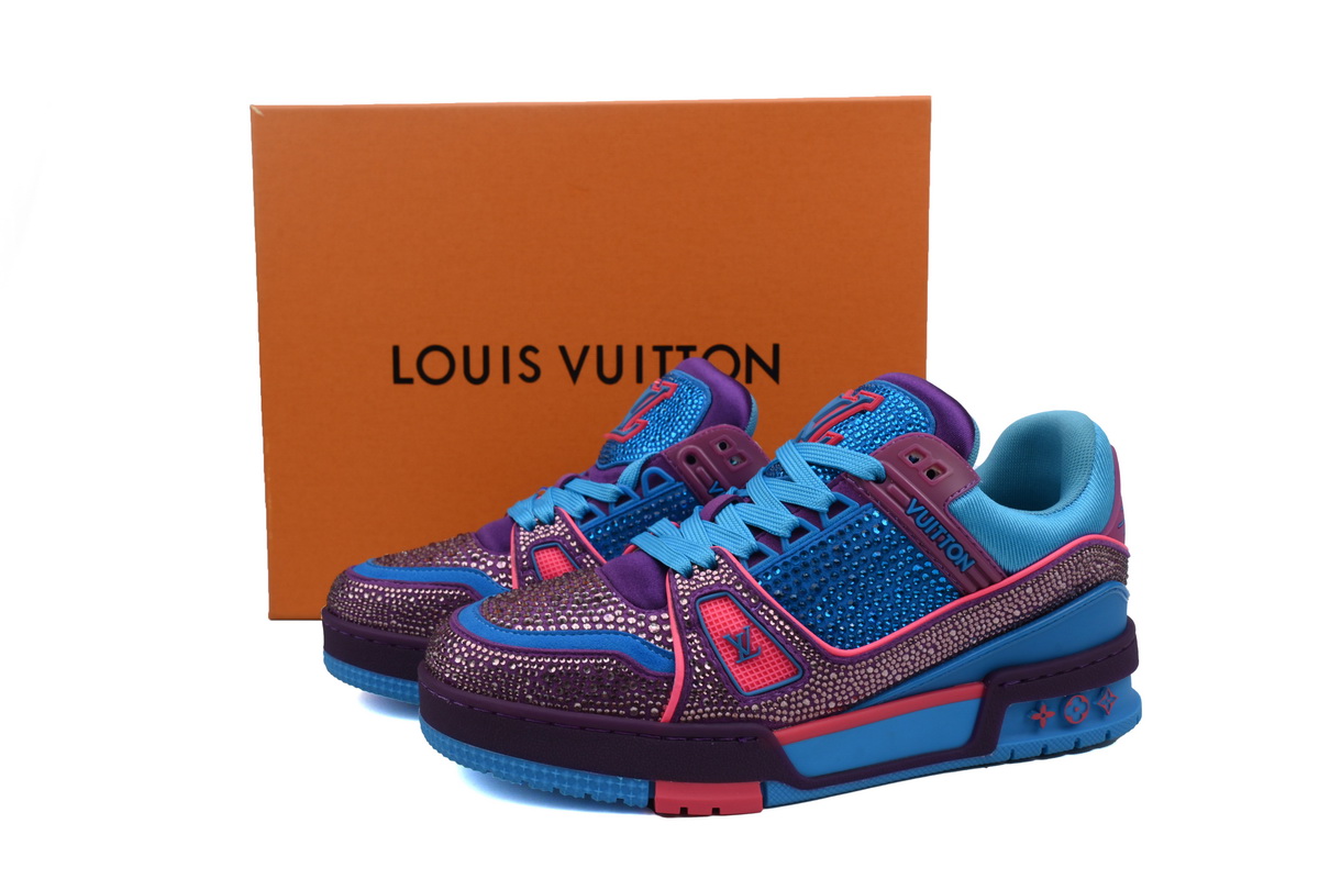 Pkkicks God Batch Louis Vuitton Blue LV Trainer Crystals