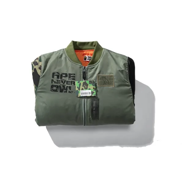 Bape x OVO Loose Fit MA-1 Jacket Olive Drab 1I73-141-902