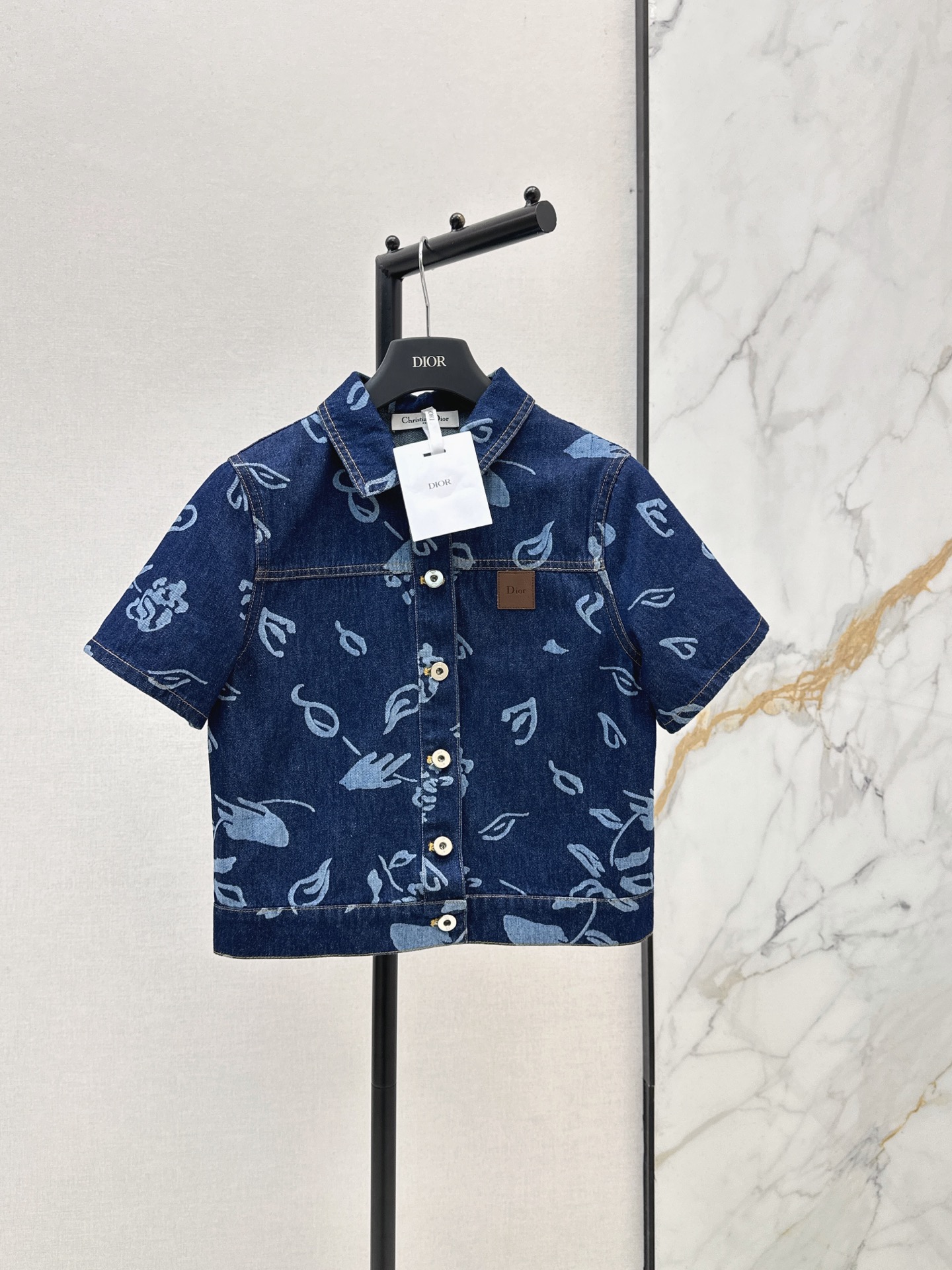 CD New Floral Print Denim Top