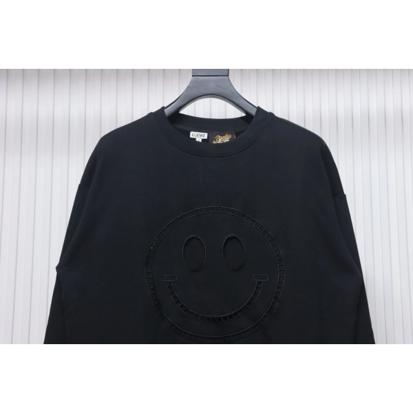 Loewe Hollowed-out Smiling Round-neck Hoodie Black