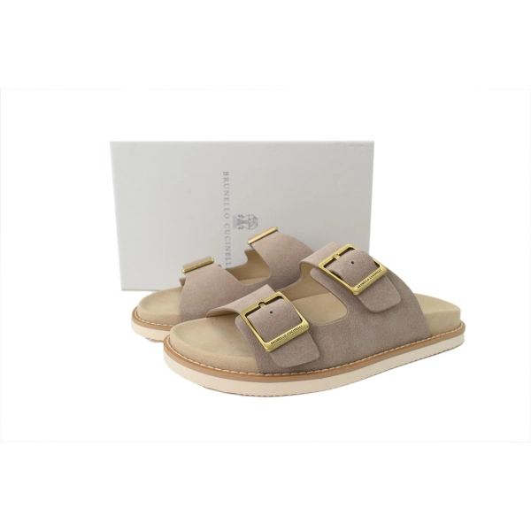 Brunello Cucinelli Suede two-strap Sandals Beige