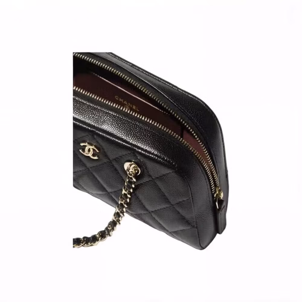 Chanel (CHANEL) Women's Bag 26P Gold Label Double C Diamond Plaid Leather Wear Chain Particle Embossed Bright Calfskin Shoulder Bag Women's Gift Black AP5092-B10583-C3906 19.5cm Long 5.5cm Wide 11.7cm High