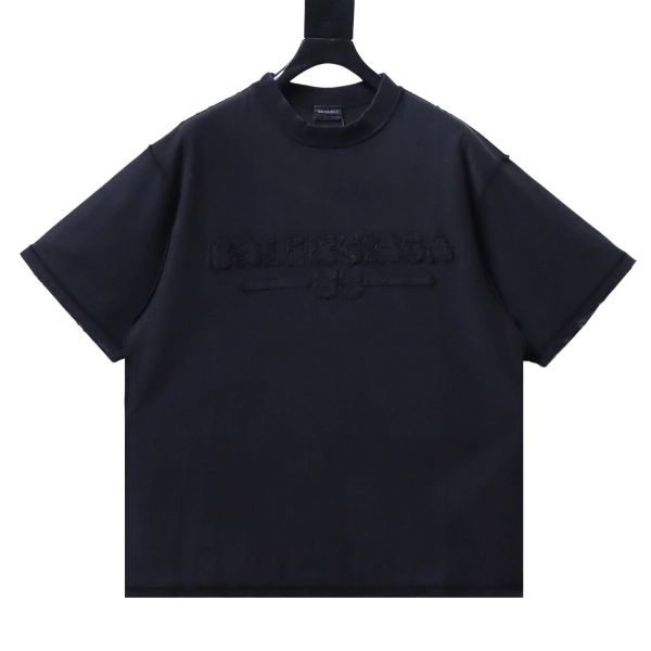 Balenciaga Clothes  25SS Patch Embroidered Slogan Washed Short-Sleeve T-Shirt
