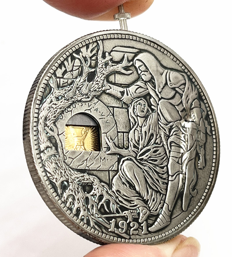USA Movable Mechanical Coin Roman Booteen Hobo Nickel Morgan Dollar Holy Grail Wandering Removeable Sword Amazing Art Collectible Creative Gift Handmade Commemoration Coin
