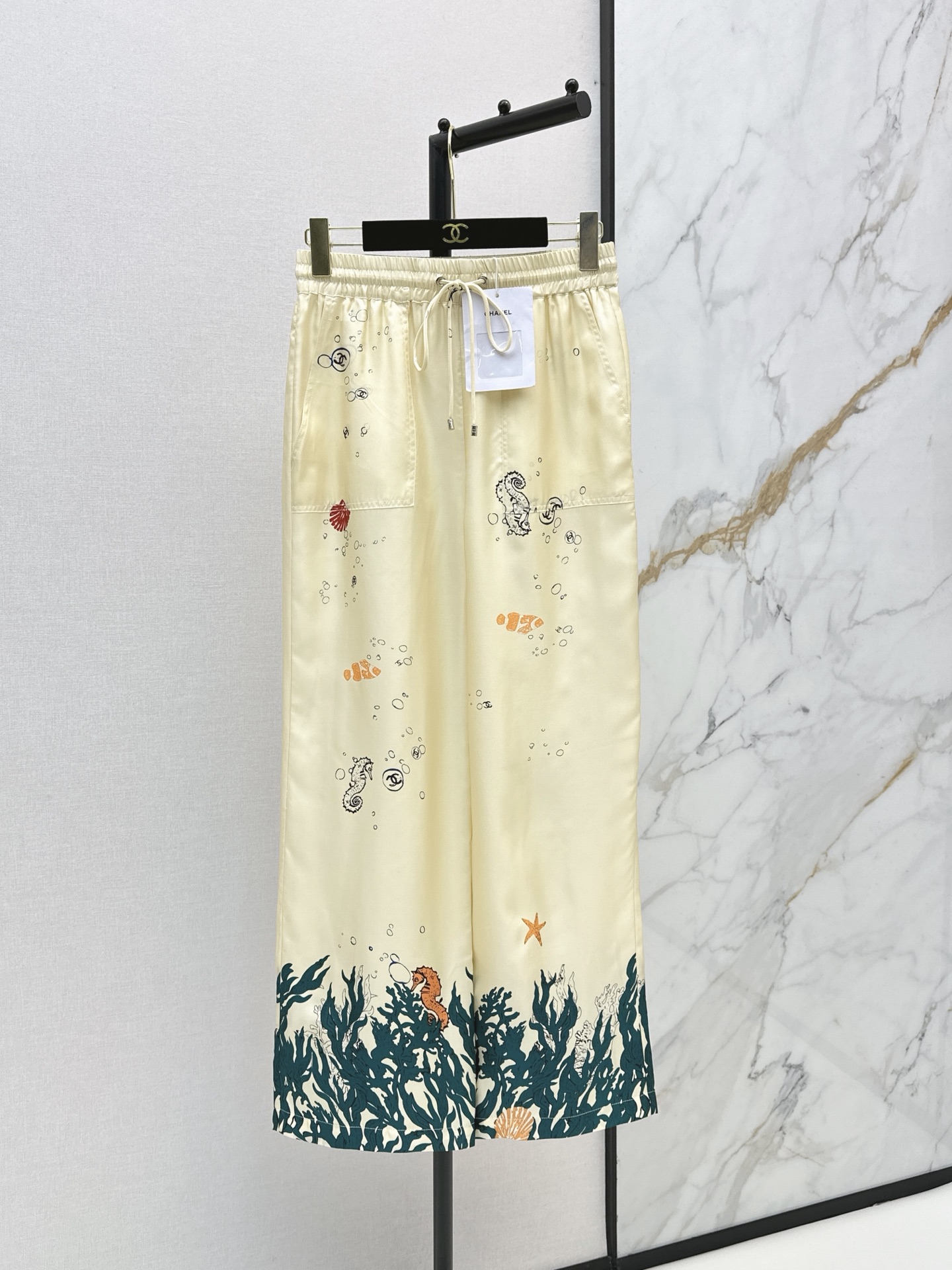 Chan New Printed Silk Straight-Leg Pants