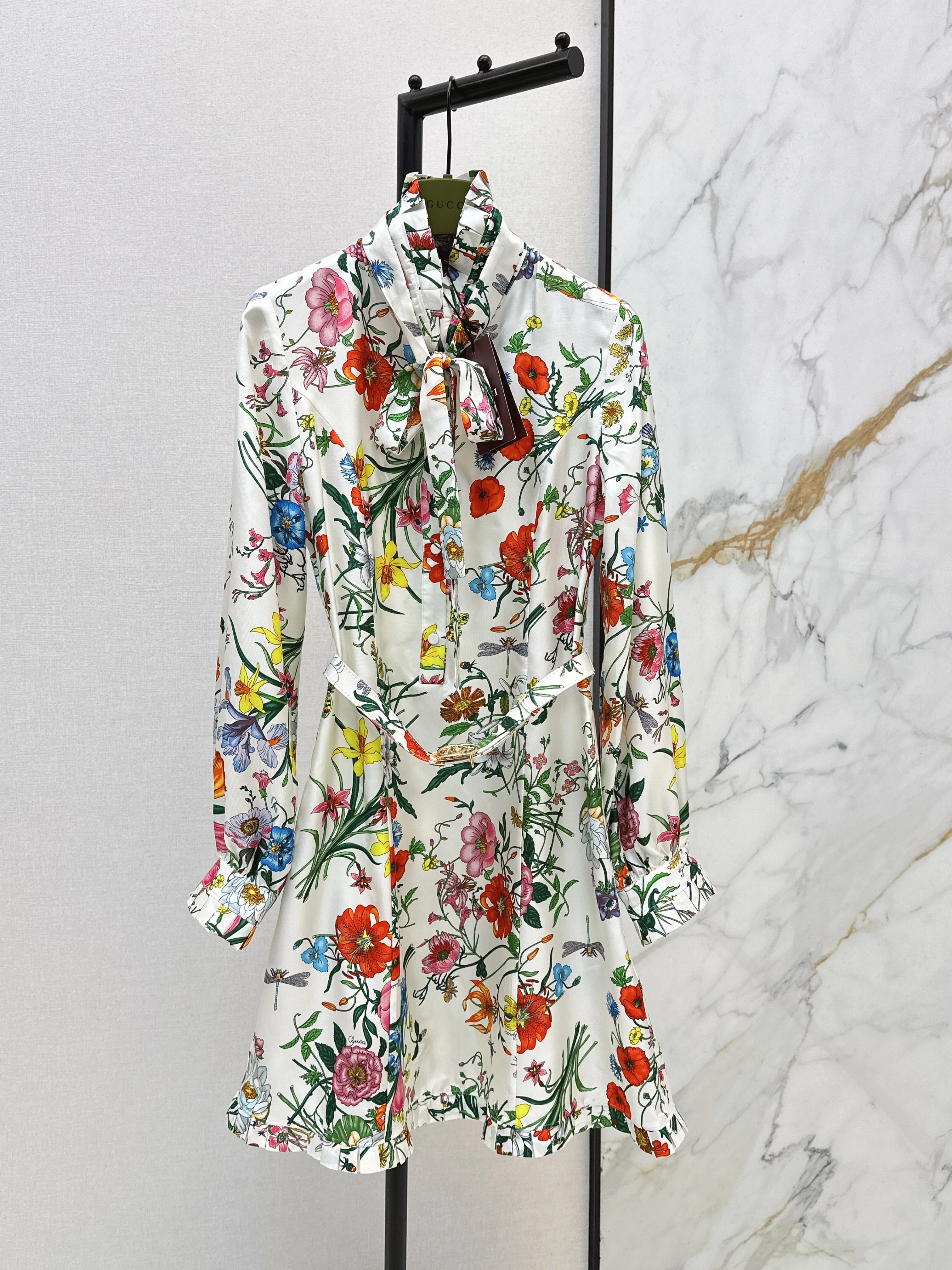 Guc NEW print flower silk dress