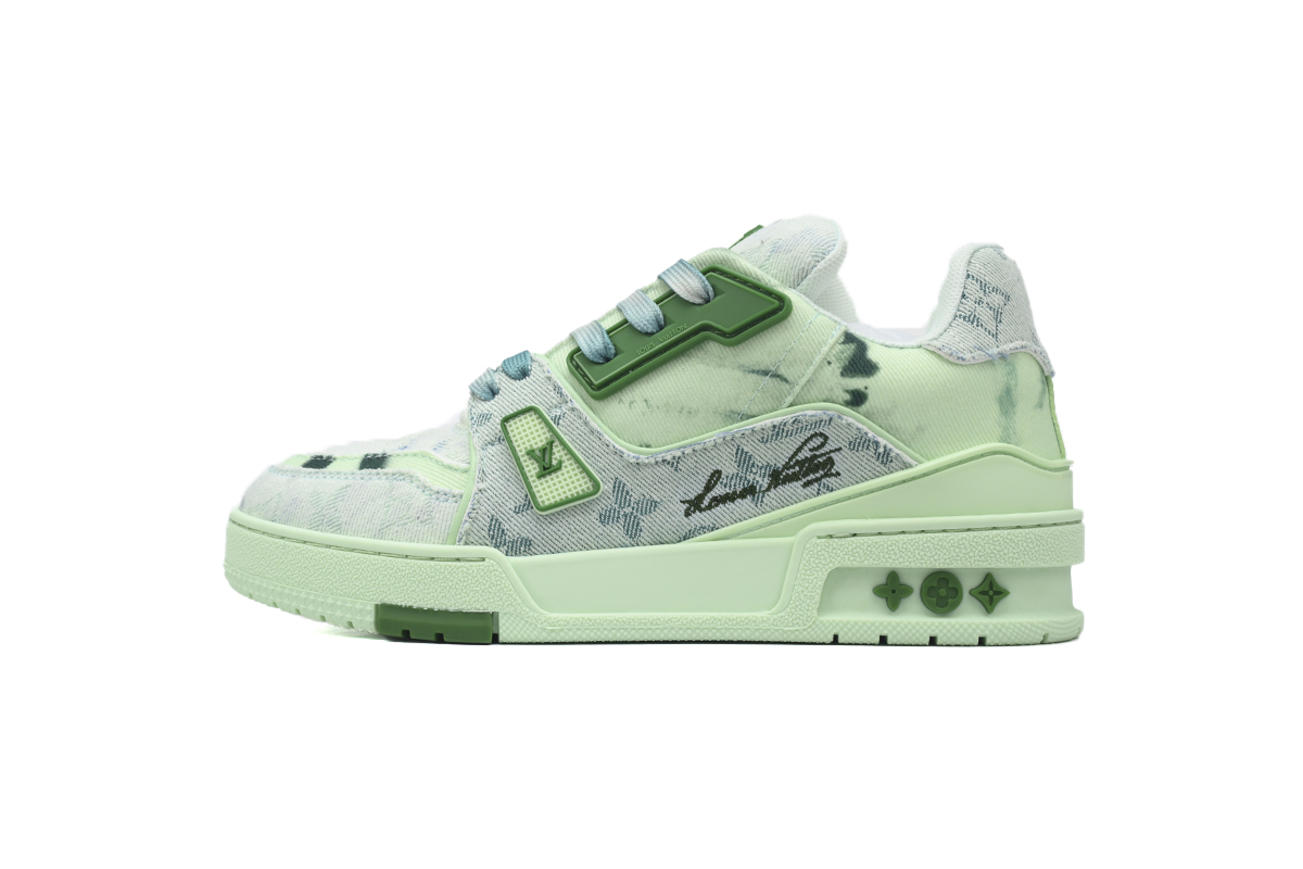 Pkkicks God Batch LOUIS VUITTON Trainer Golf Rendering Green Cloth