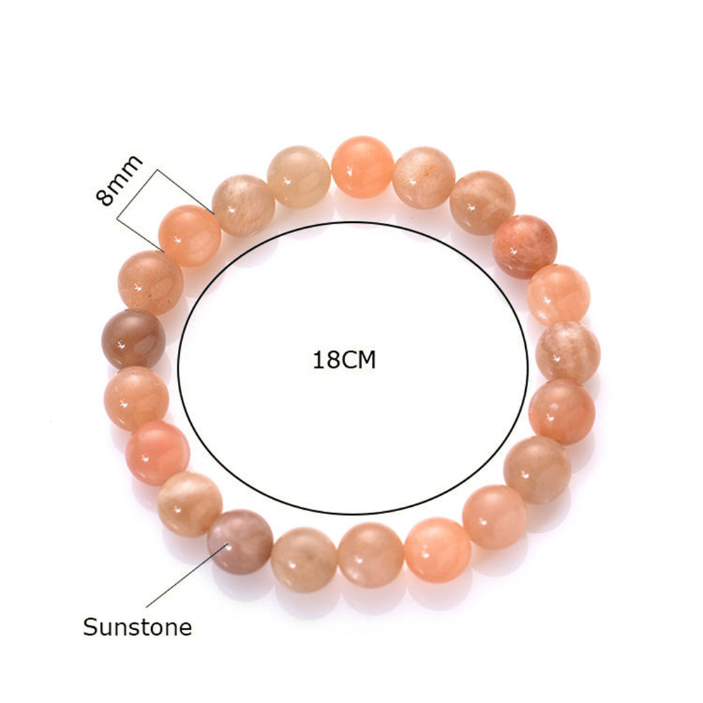 Minimalist Natural Sunstone Gemstone Beaded Stretch Bracelet for Women