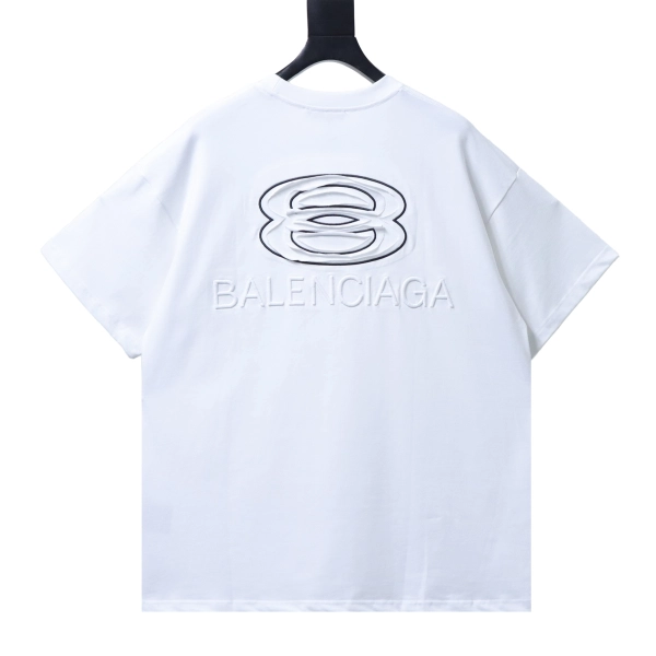 Balenciaga Clothes  Double Ring Appliqué Embroidered Short-Sleeve T-Shirt white