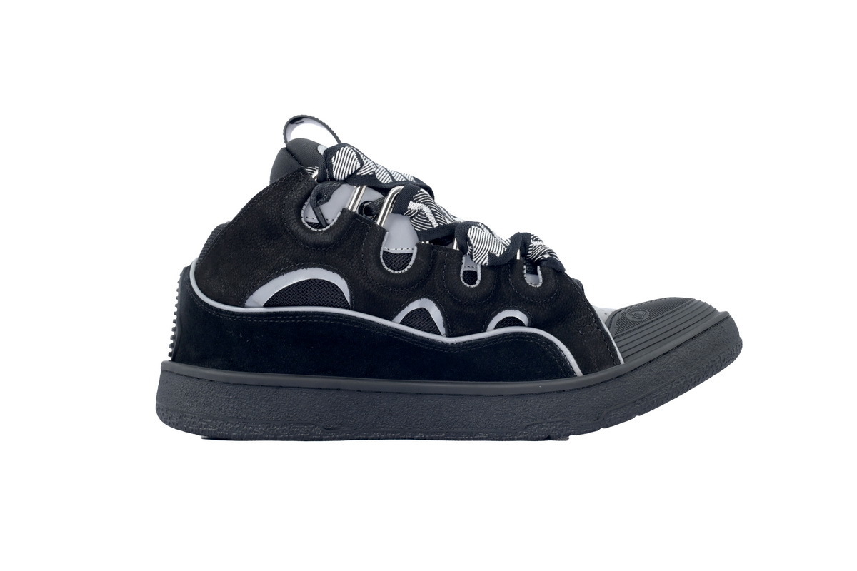 Lanvin Leather Curb Sneaker Black Grey