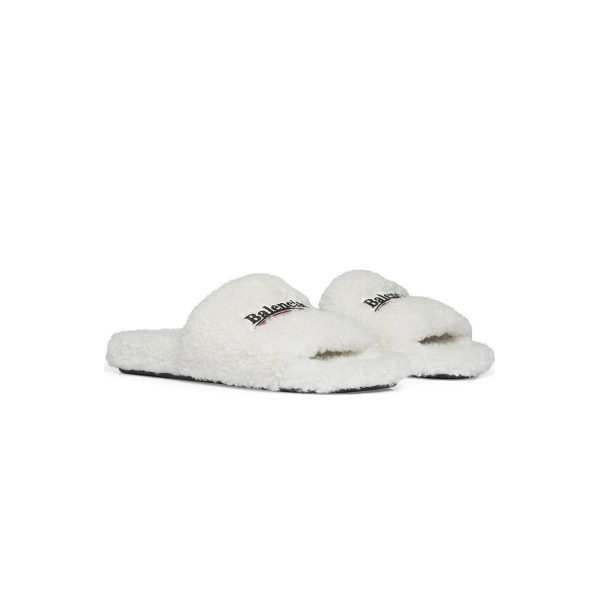 Balenciaga Furry Slide White 654261W2DO19906