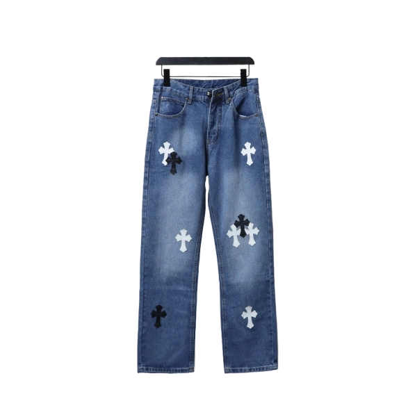 Chrome Hearts Miami Art Basel White Black Cross Patch Jeans