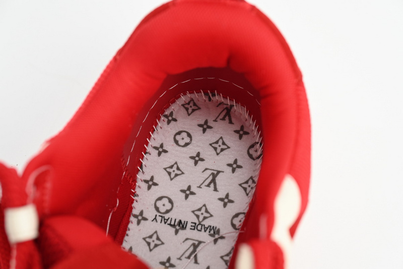 Pkkicks God Batch LOUIS VUITTON Leather lace up Fashionable Board Shoes Red 51BCOLRB